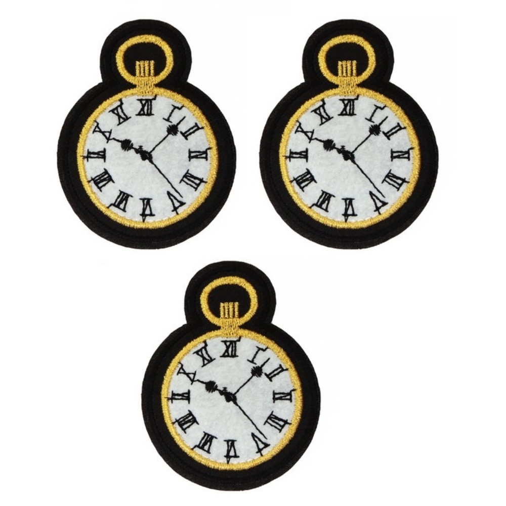 NEW TIME CLOCK IRON ON PATCHES BADGES 3-PACK